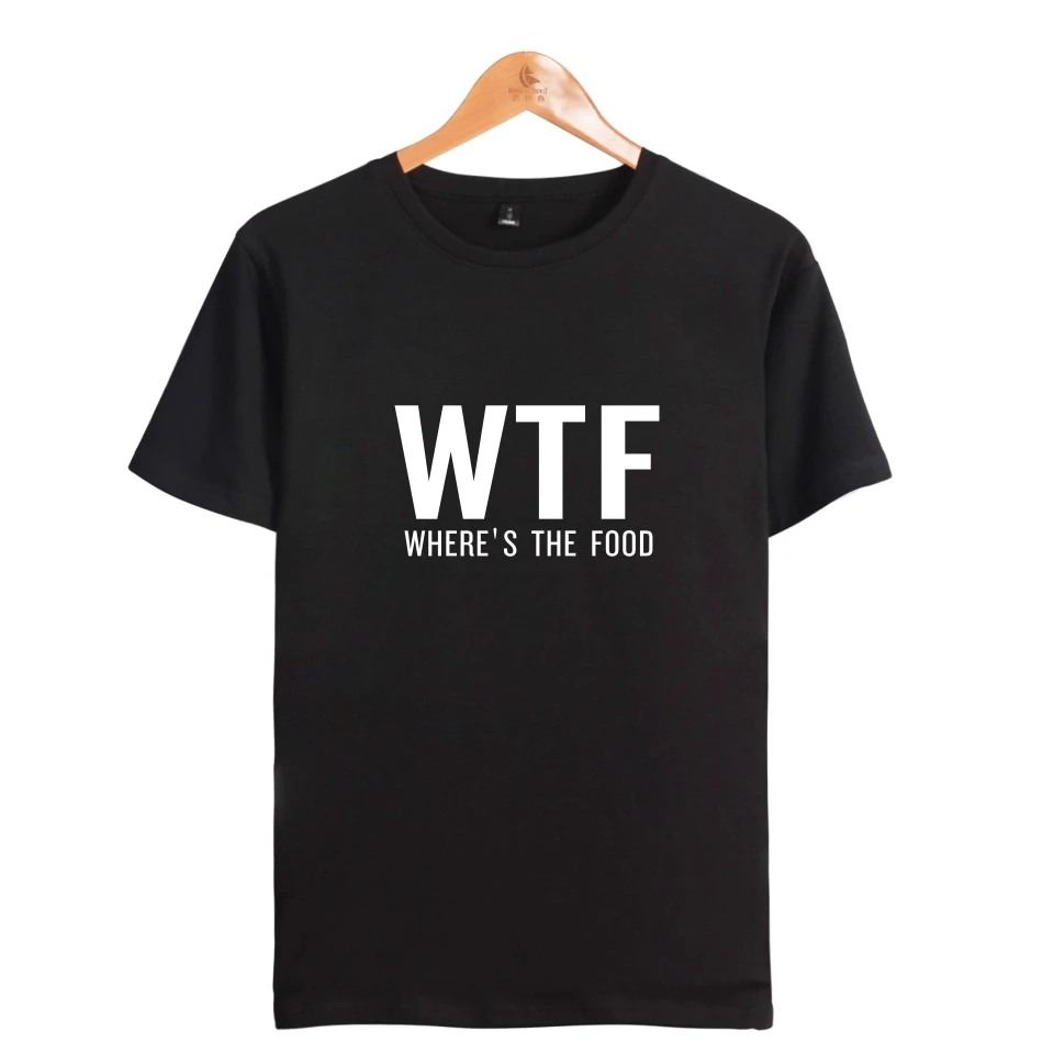 Kpop WTF T-tričko Bavlna, Biela, Kde je Jedlo Zábavné List Tričko Plus Veľkosť Letné Krátke Bavlnené Tričko Femme