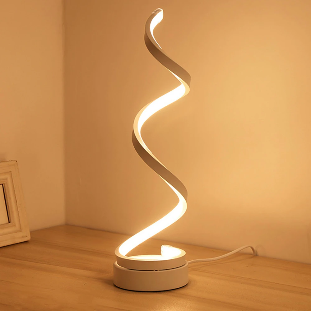 Kreatívne LED Špirála stolná Lampa Moderného Zakrivené Stôl Nočná Lampa Také Teplé Biele Svetlo Pre Obývacia Izba A Spálňa