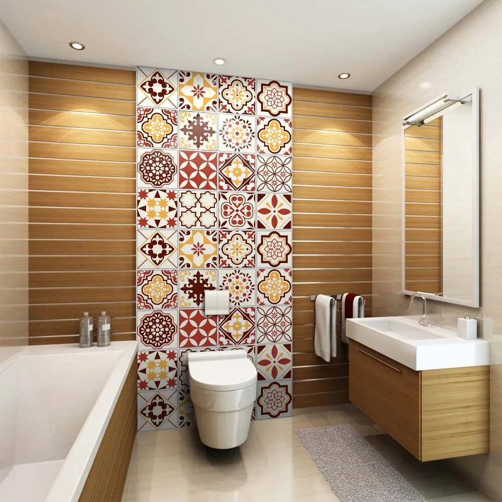Kreatívne Marocký štýl PVC retro obývacia izba, spálňa tapety na stenu-nálepky kuchyňa oilproof kúpeľňa nepremokavé nálepky