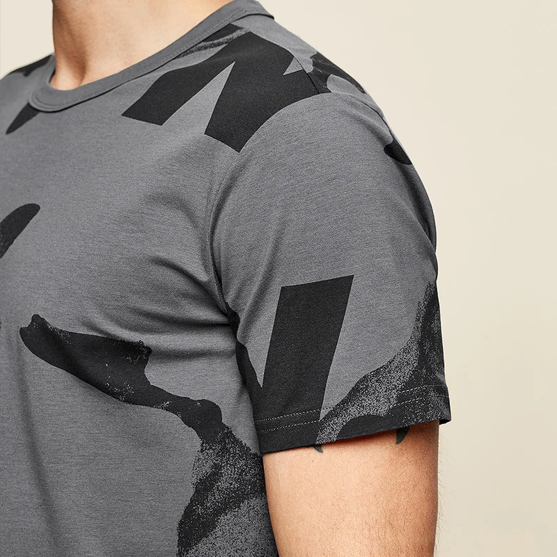 KUEGOU bavlna pánske T-shirt krátkym rukávom tlač fashion tričko pre mužov rozšírenie slim letné tričko mužov topy plus veľkosť ZT-390