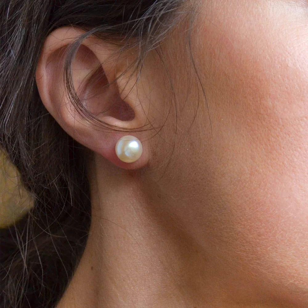 Kvalitné kórejský štýl, priemer 8mm stud náušnice pre ženy sea shell Simulované-pearl hypoalergénne earings módne šperky