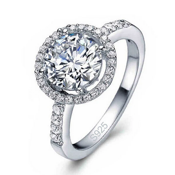 Kvalitné Luxusné Ženy CZ Zirkónmi Krúžok Šperky 925 Sterling Silver Zásnubné Prstene Pre Svadobné Party
