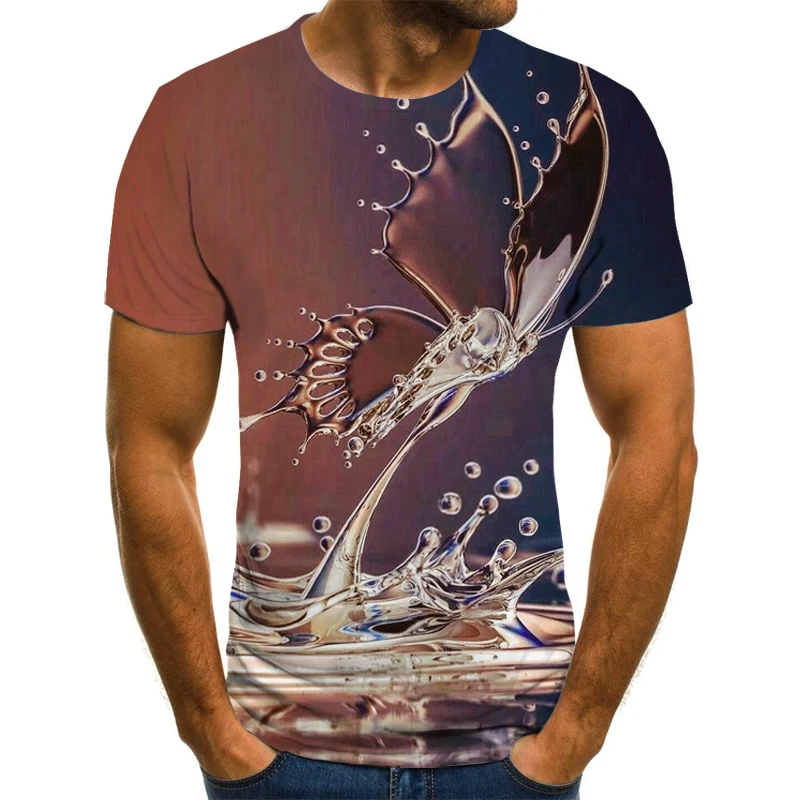 Kvapka vody prvok, prúžok prvok, hviezdne nebo element, 3D muž T-shirt