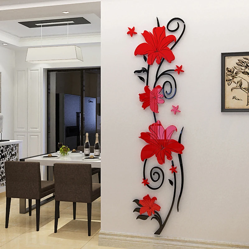 Kvet viniča Akryl Crystal 3D Samolepky na Stenu, TV joj, DIY umenie steny interiéru Obývacej Izby, Spálne, creative decoration