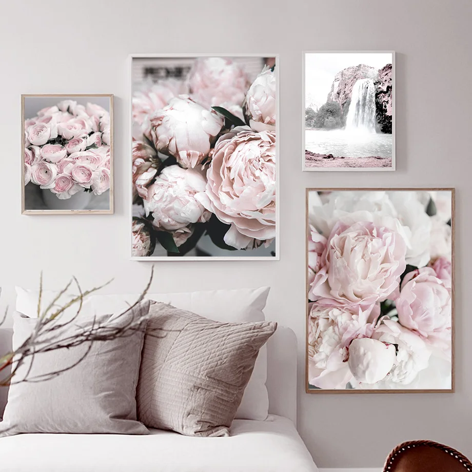 Kvet Čerešňové Kvety Pivónia, Ruža Horských Nordic Plagáty A Tlačí Na Steny Umelecké Plátno Na Maľovanie Na Stenu Obrázok Pre Obývacia Izba Dekor