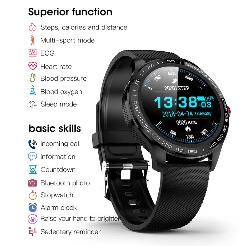L9 EKG PPG Smart Hodinky Mužov Športové Srdcovej frekvencie Bluetooth Smartwatch Vodotesný IP68 Krvný Tlak Kyslíka Kožené Hodinky Ženy