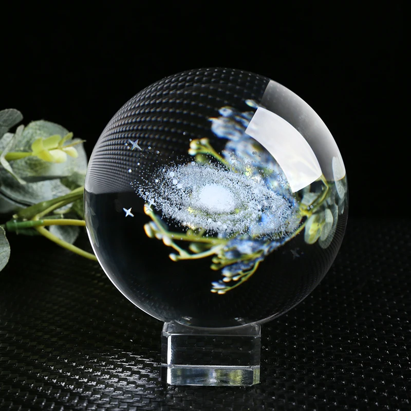 Laserom Vygravírované galaktickej systém Crystal Ball 3D Model Planéty Oblasti Loptu Domova Darček pre Dovolenku Astronómie Loptu Ornament