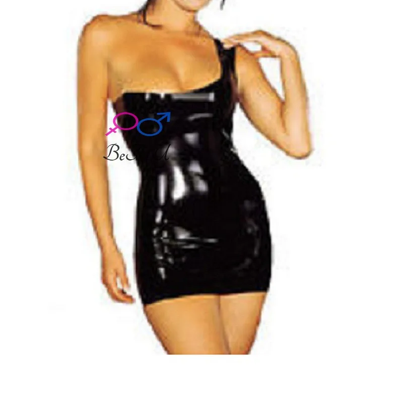 Latex nočný klub Party Šaty bez Rukávov Lopatka Krku Klubu nosiť Catsuit Hot Sexy Latexové Šaty Bodycon