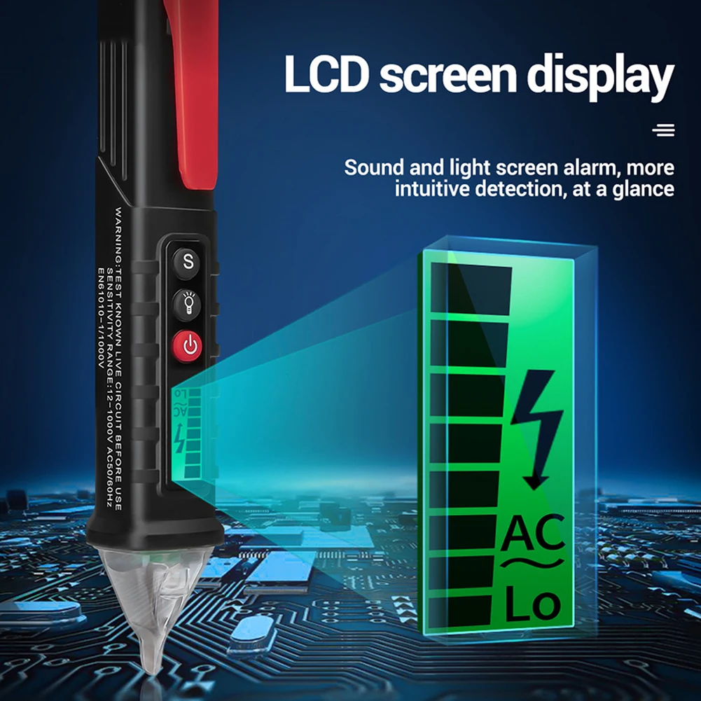 LCD Displej Vysoká Citlivosť Napätie Tester Non ABS Dual Rozsah 12-1000V S LED Baterka Drôt Prerušenia Vyhľadávanie