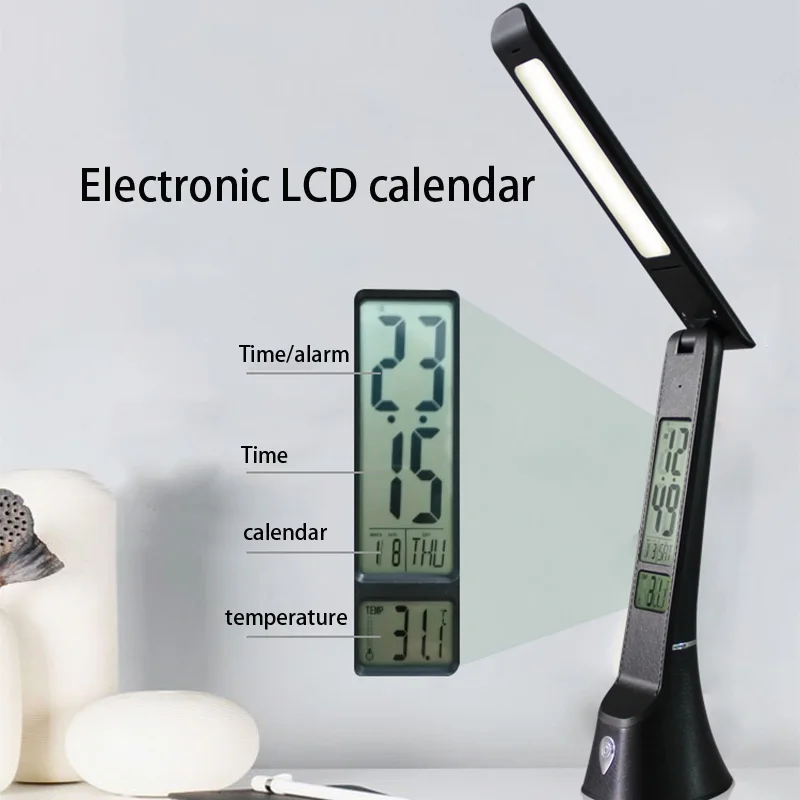 LED multifunkčné Stolové Svietidlo Budík Týždeň Kalendár Teplomer Multi-Farebné Teploty LCD Displej stolná Lampa