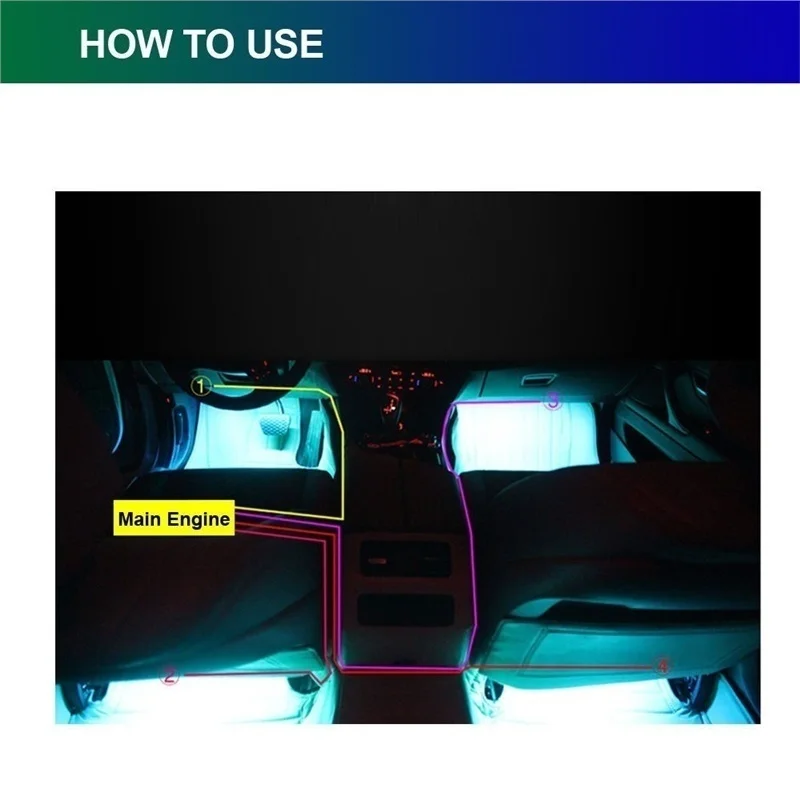 LED USB Auto Svetlá Dekoratívne Bar Okolia Nohy Lampa S Cigaretový Zapaľovač Auto Interiéru Červená Atmosféru Svetla Auto Príslušenstvo