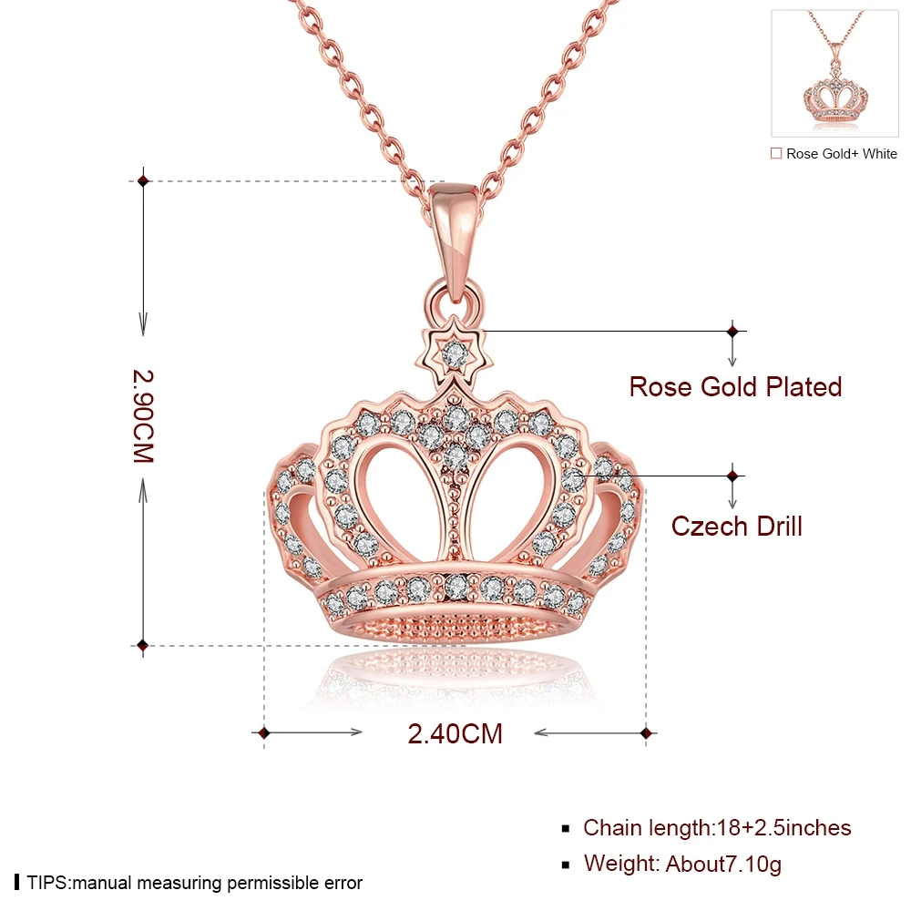 LEKANI Geometrické Dievča Ušľachtilý Kráľovná Koruny Prívesok Náhrdelníky Pre Ženy Rose Gold Výročie Náhrdelník Módne Šperky Odporúčame