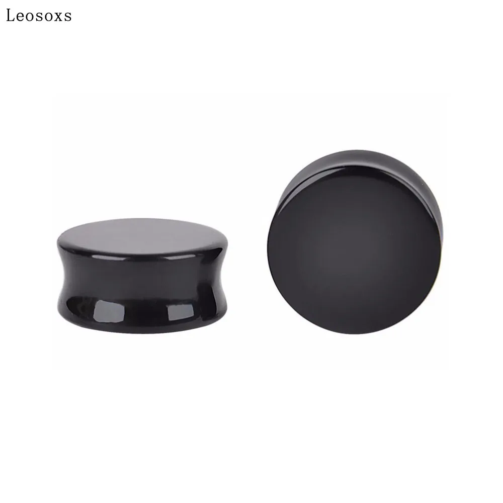 Leosoxs 2ks Zahraničného Obchodu Hot Predaj Obsidian Ucho Auricle Prírodného Kameňa Ucho, Ušnica Nádherné Šperky, Piercing 5-25 mm