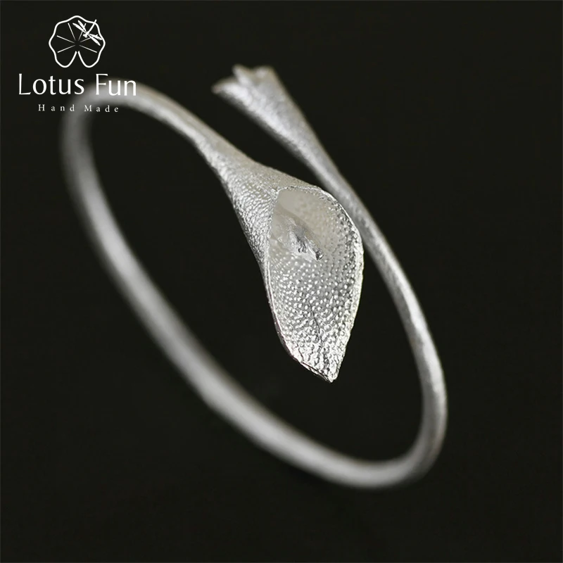 Lotus Zábava Reálne 925 Sterling Silver Originálne dizajnérske Ručné Jemné Šperky Etnických Lotus Kala Náramok Náramok pre Ženy Bijoux