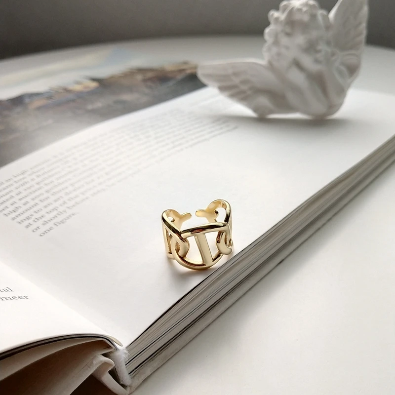 LouLeur 925 sterling silver Spriahnuté otvoriť prstene zlato módne Priemyselné vietor ukazovák prstene pre ženy originálne šperky