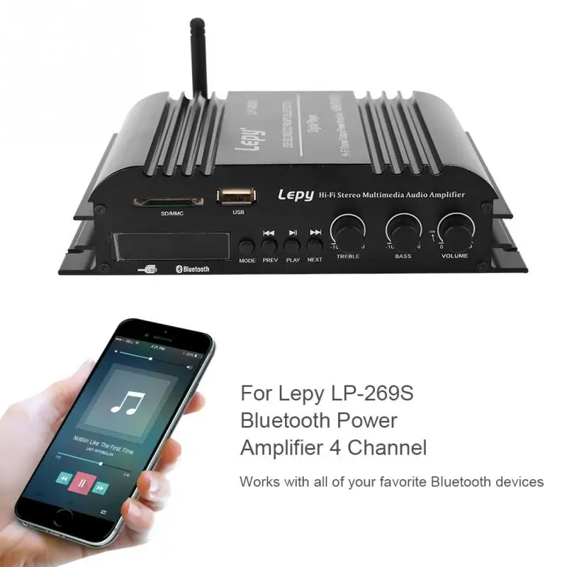 LP-269S Bluetooth Zosilňovač 4 Kanálové Diaľkové Ovládanie Pre Domáce 100-240V pre NÁS Plug Vysoký nízky objem