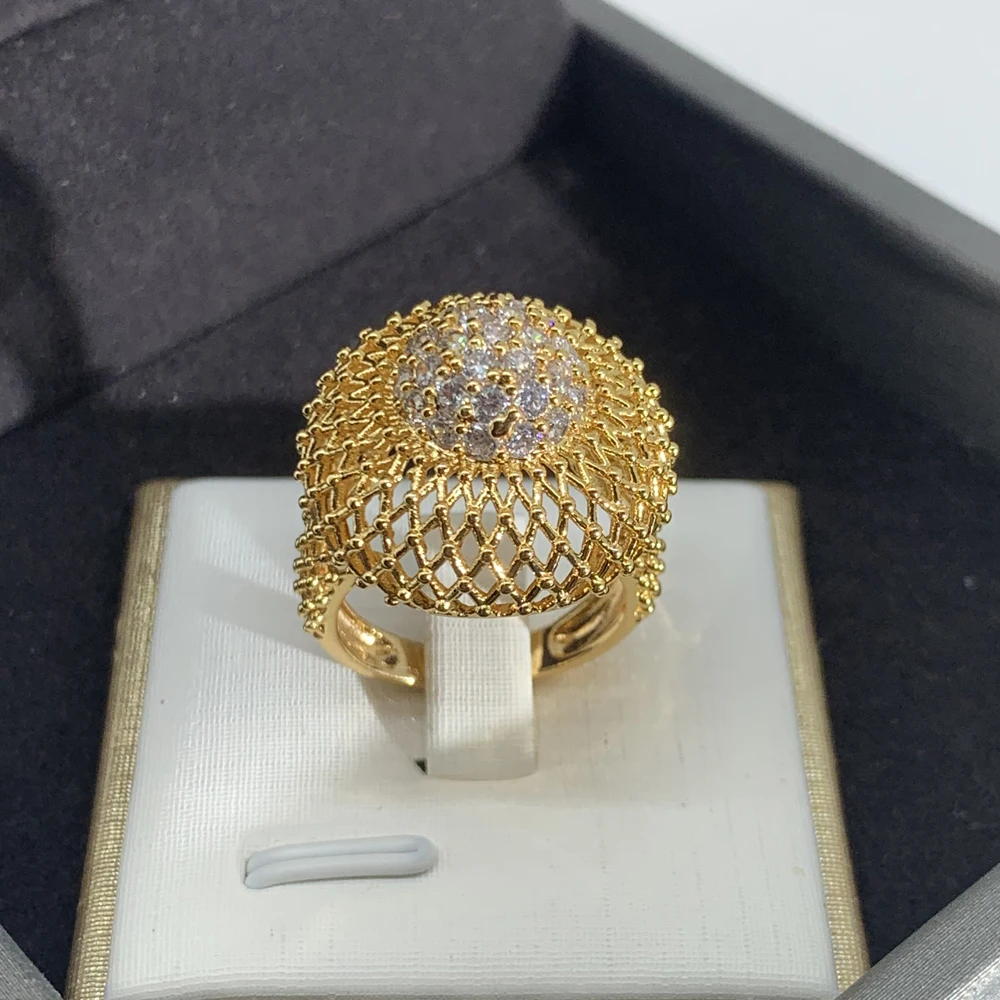 LUALA Nové Módne Dubaj Zlaté Prstene pre Ženy Tvar Gule Nádherný Vysoko Kvalitné Šperky s AAA Zirkón Veľké Krúžky Výročie