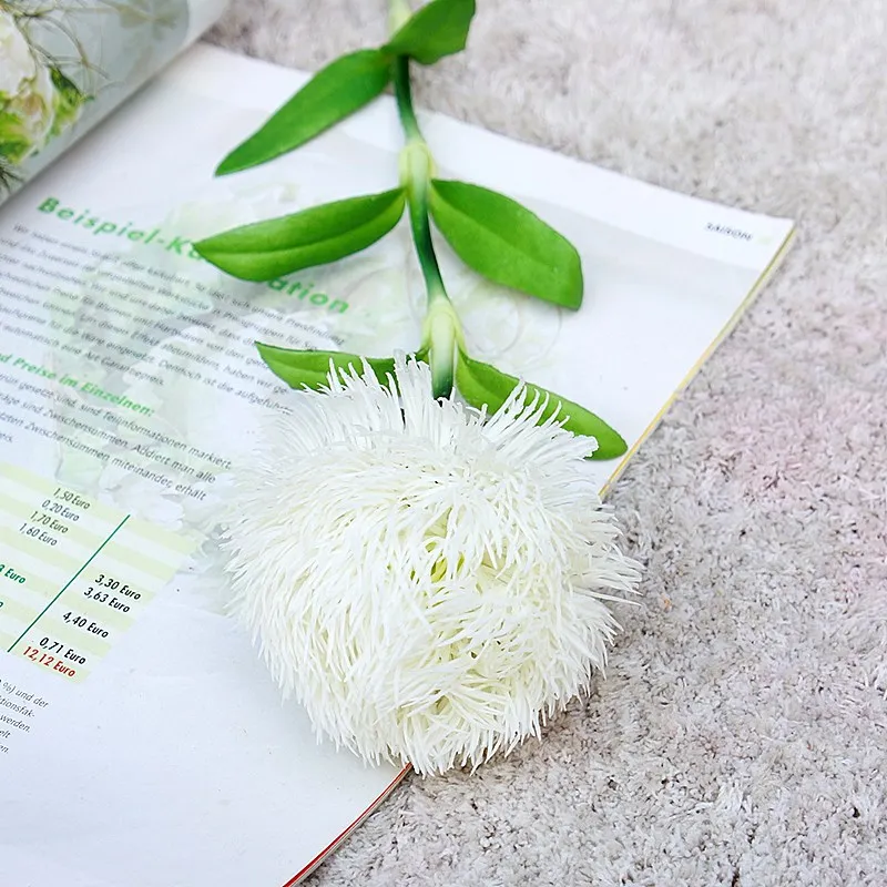 Luxusné Klinček kvet loptu s zelené listy falošné rastliny, trávy pre umelý kvet usporiadanie dekorácie Plastové flores