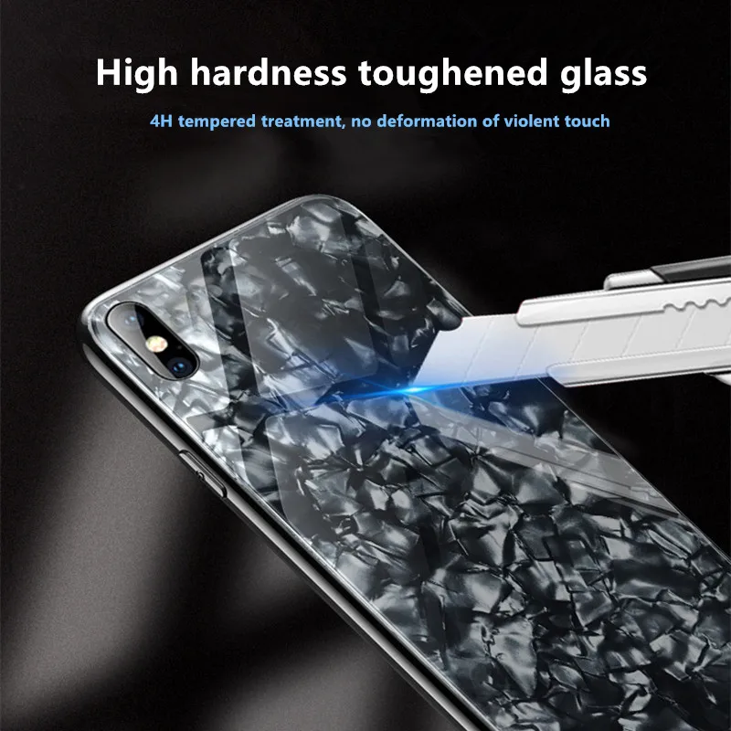 Luxusné Tvrdeného Skla Geometrické puzdro Pre iPhone X 7 8 Plus Mäkké TPU Rám Art Print Vzorované Ochranný Kryt Pre iPhoneX 10