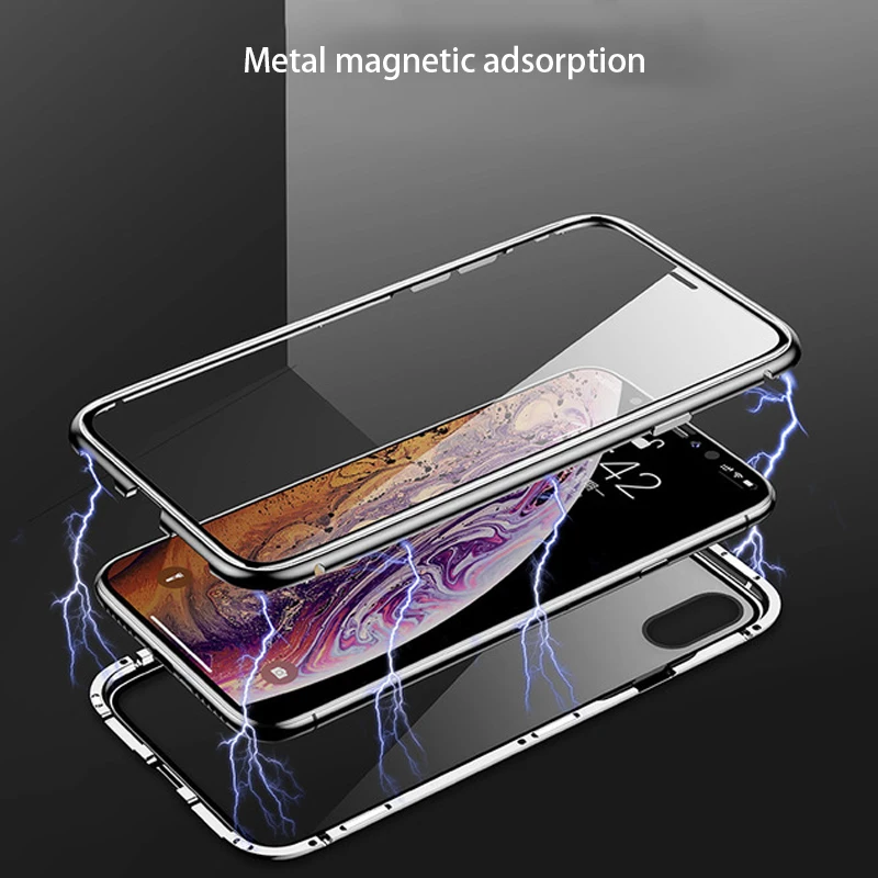 Magnetické Adsorpcie Kovového púzdra Pre Huawei Nova 3 3i P Smart Plus 2019 Česť 10i 20 lite Obojstranné Sklo Magnet Fundas Coque