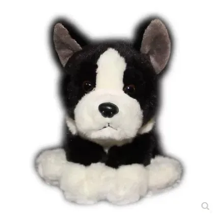 Malý roztomilý simulácia 17 cm hračka pre psa plyšové vysoký čierny pes bulldog pre deti darček k narodeninám