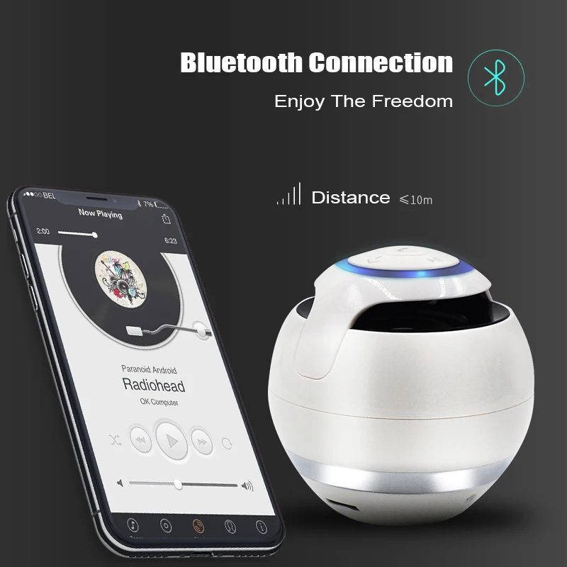 M&J A18 Prenosný Mini Bluetooth Reproduktor Loptu Bezdrôtový Stĺpec Handfree TF FM Rádio S Mic MP3 Svete Zvuku Hudby Na Telefón, PC