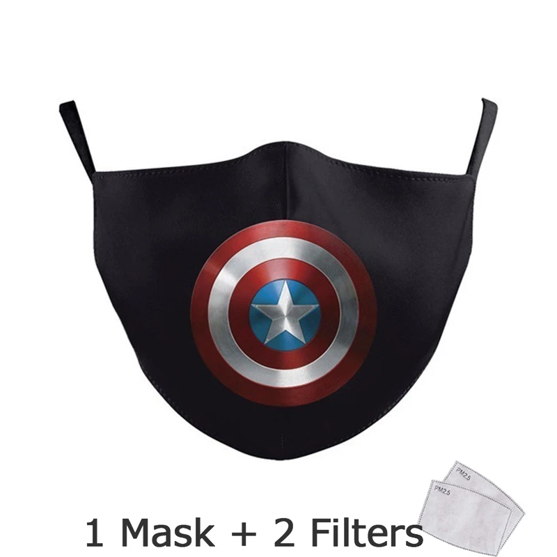Marvel Superhrdina Tlač Maska pre Dospelých Deti Opakovane Textílie Tvár Masku S Filtrom Proti Prachu PM2.5 Úst Maska Umývateľný Mascarillas
