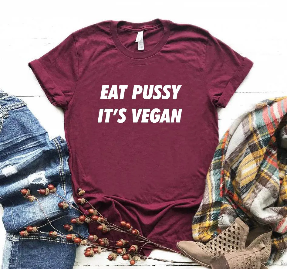 Mačička jesť jeho vegánska Listov Tlač Ženy tričko Bežné Bavlna Lumbálna Vtipné tričko Pre Dievča Top Tee Kvapka Loď BA-49 O002