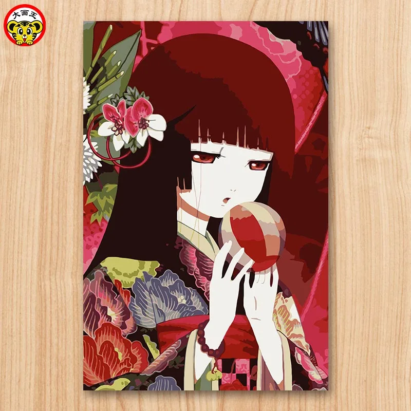 Maľovanie podľa čísel, umenie farba číslo Pekla dievča Yan magic láska Anime Dievča, Dekoratívne maľby Sfarbenie Digitálne Maľovanie manua