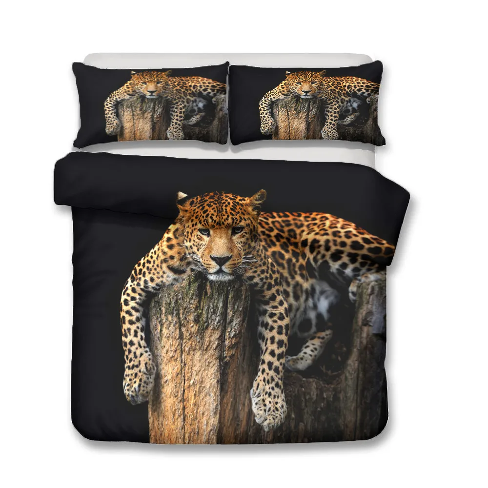 MEI Sen Leopard na Drevené Vklad Posteľná Bielizeň Luxusných Domov posteľná bielizeň Nastaviť 3D Digitálna Tlač Perinu