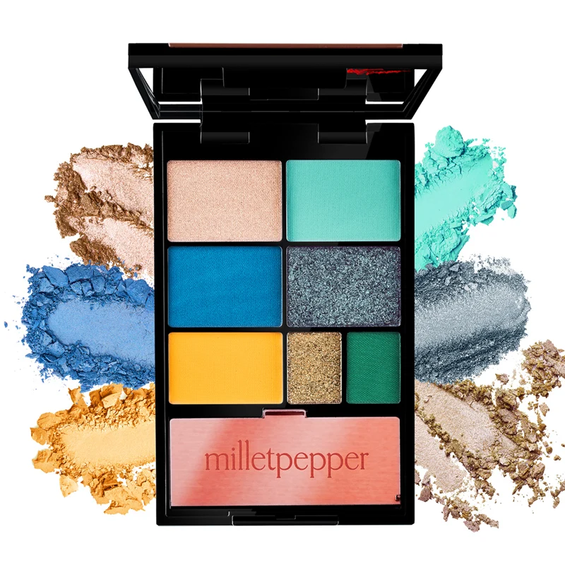 Milletpepper BLUES 7 Farieb Eyeshadow Palety Očarujúce Pigment Leskom Lesk Prášok Dlhotrvajúci make-up, Očné tiene Matné