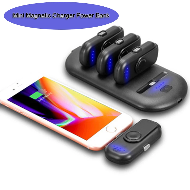 Mini Magnetická Nabíjačka Power Bank Micro USB Pre iphone Typu C, Android, Prenosný batériový Nabíjač pre 3 in1 Mobilný telefón Núdzového
