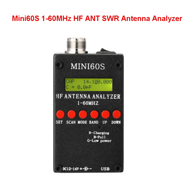 Mini60S 1-60MHz HF SWR Anténny Analyzátor Meter Pre Ham Rádio Hobbists V0T5