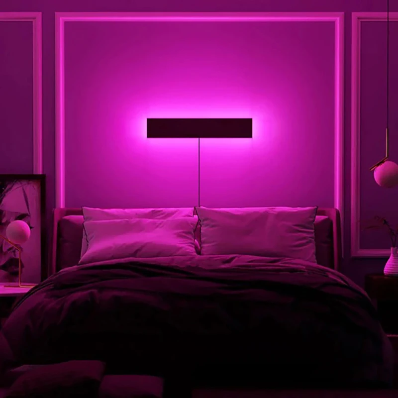 Minimalizmus RGB LED Nástenné Svietidlá pre Obývacia Izba Dekorácie Farebné Spálňa Posteli Nástenné Svietidlá Hliníkové Ultra Tenké Nástenné Svietidlo