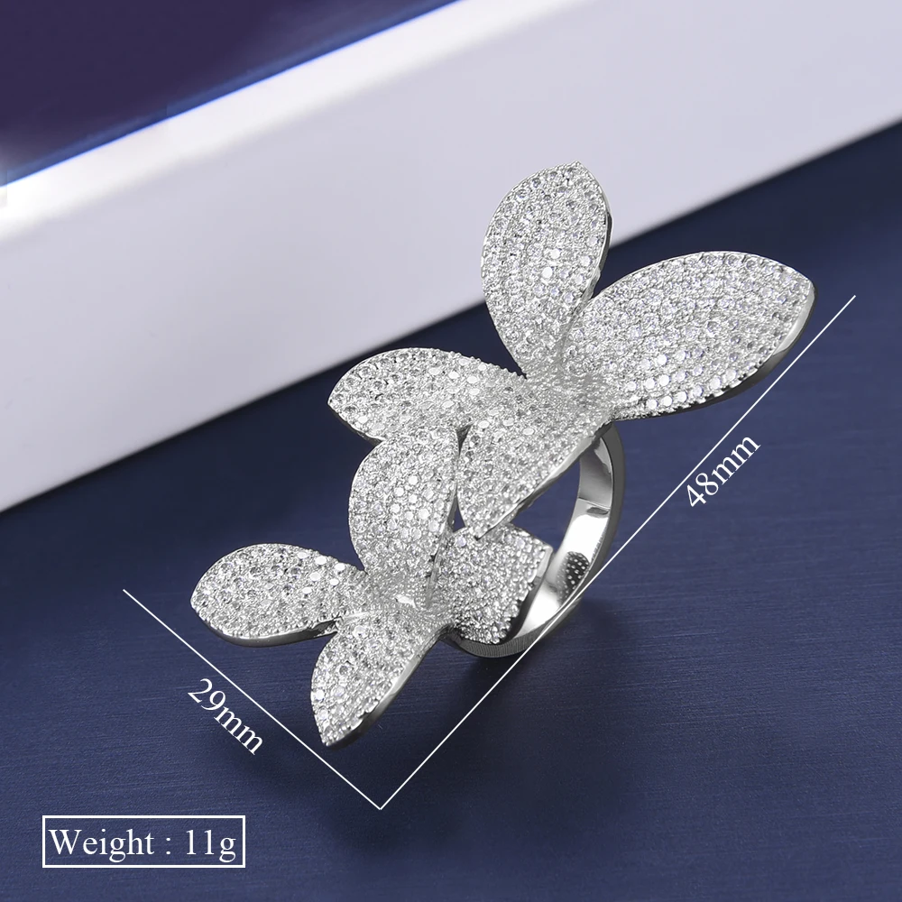 Missvikki Ušľachtilý Luxusné Prsty Krúžok Nastaviteľné Módy Kvitnúce Kvety Plné Lesklé Cubic Zirconia Najvyššej Kvality Fáze Šperky