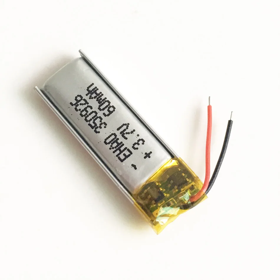 Množstvo 10 ks 350926 3,7 V 60mAh Lítium-Polymérová LiPo Nabíjateľná Batéria Pre Mp3 slúchadlá bluetooth Záznamník headset 3.5*09*26 mm