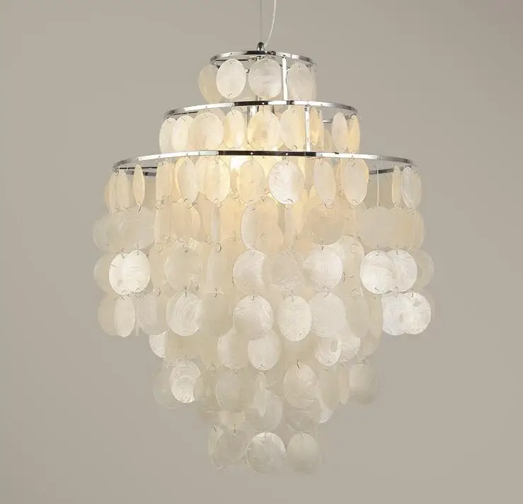 Moderná Severská Seashell Prívesok Svetlá Biela Shell Závesné Osvetlenie zariadenie E27 Svetlá 3 Vrstvy DIY Prívesok Lampy Domova