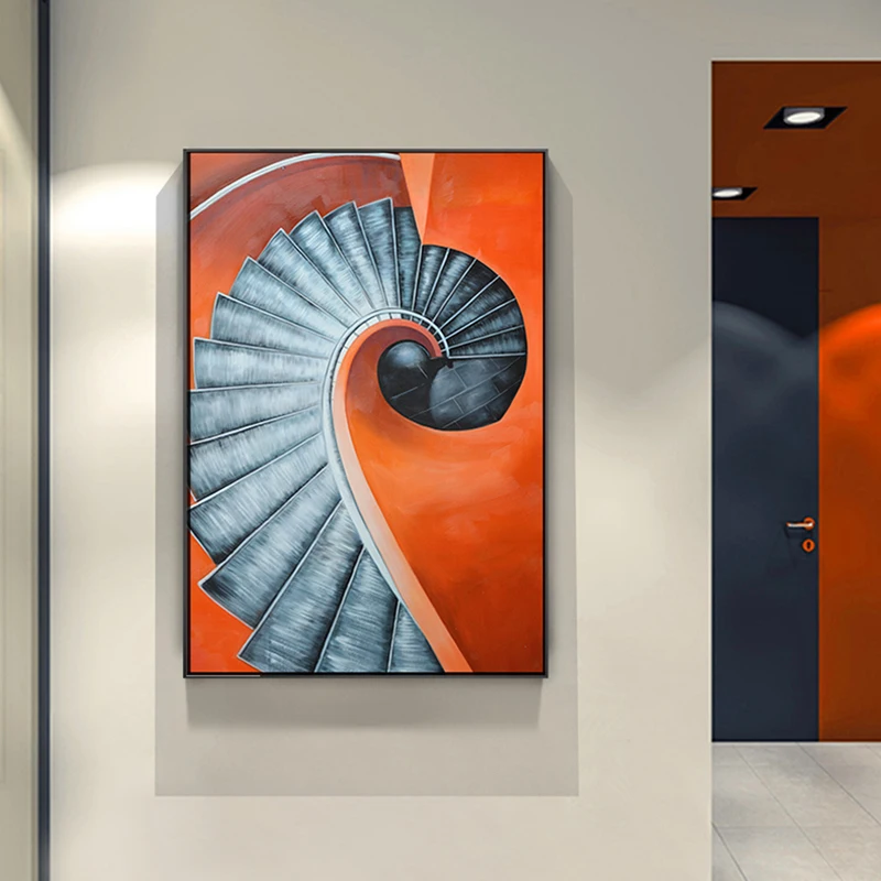 Moderné Abstraktné Orange Schodoch Budovy Wall Art Obrázky Pre Obývacej Izby Vstup Nordic Plátno Na Maľovanie Cuadros Umelecké Dekorácie