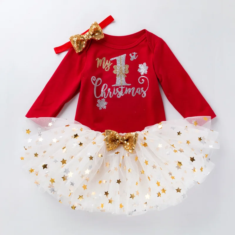 Moja 1. Prvé Vianoce Oblečenie Letné Detské Oblečenie Batoľa Dievča Vyhovuje Dieťa Sady Pre Bebes Deti Party Princess Tutu Šaty
