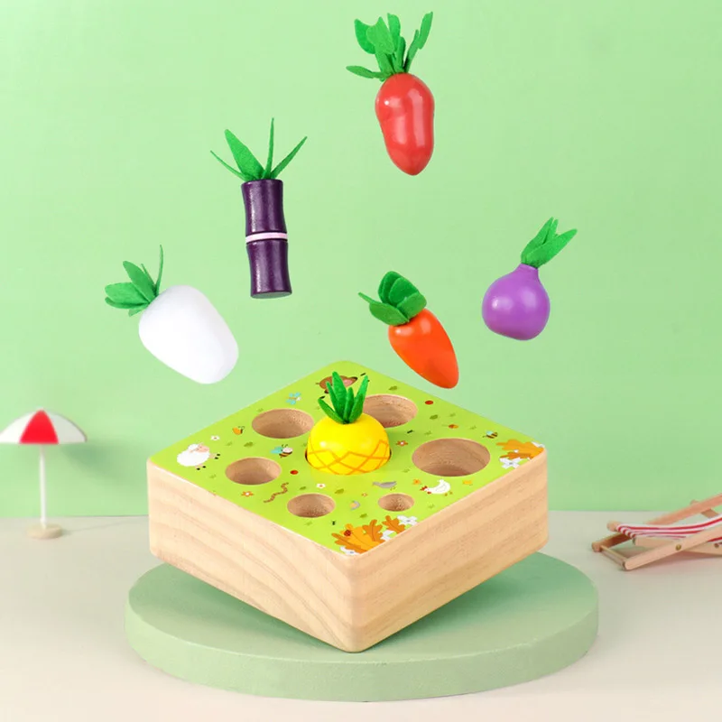 Montessori Vzdelávacích Drevené Hračky Ťahanie Zeleniny Hračka Vzdelávanie Detí Praktické Schopnosti Pre Vyššie Jednej Rokov