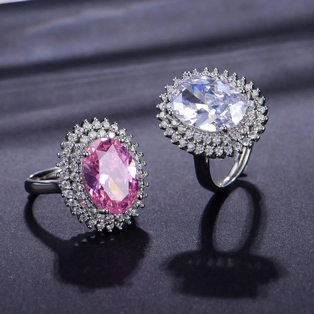 MOONROCY Crystal Krúžky Strieborná Farba Oválne Trendy Klasický Svadobný Prsteň, Šperky Veľkoobchod pre Ženy, Ženy Darček Dropshipping