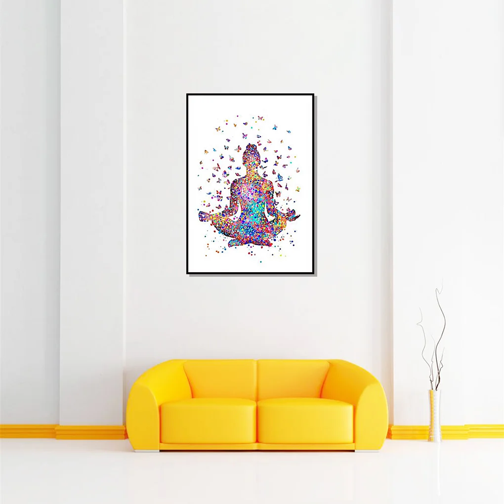 Motýľ Jogy Predstavovať Nepremokavé Atrament Frameless Plátno Na Maľovanie Yoga Studio Domov Obývacia Izba Umelecké Dekorácie Plagát Darček