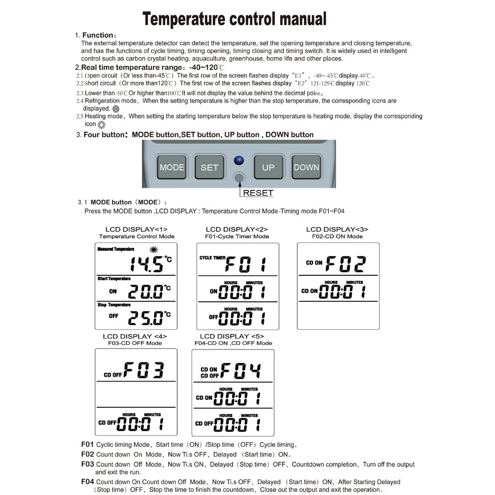 Multi-funkčné Regulátor Teploty s Časovač Prepínač Senzor Termostat Digitálny Inkubátor Zásuvky Zásuvky Sonda Vykurovanie Chladenie