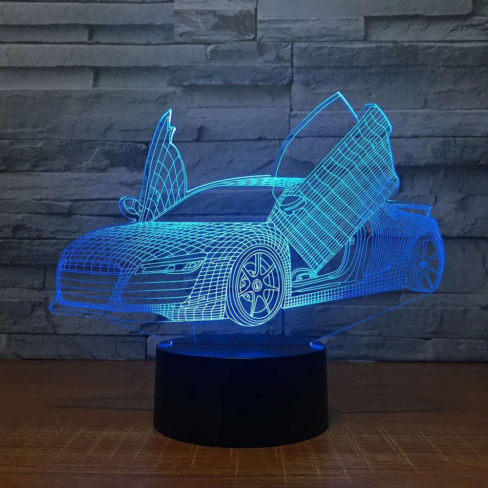 Multi Výber Cool Športové Auto Auto 3D Nočné Svetlo Novosti 7 Farby Meniace LED Stôl, stolná Lampa 3D Ilúziu, Svietidlá Pre Chlapcov Dary
