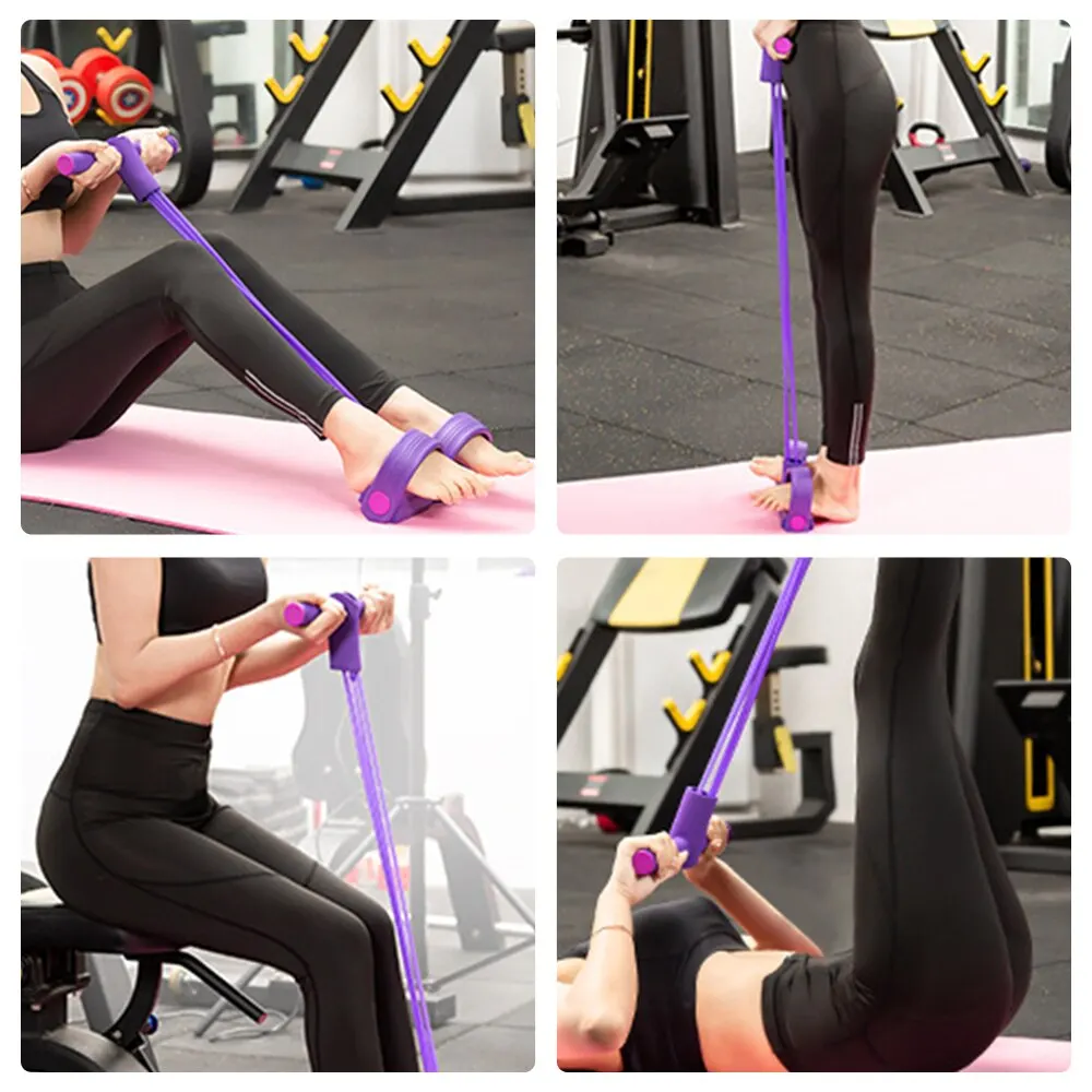 Multifunkčné 4 Skúmavky Latex Nohy Elastické Ťahať Lano expander muscle fitness cvičenie Pedál Športové Vybavenie Odolnosť Kapely