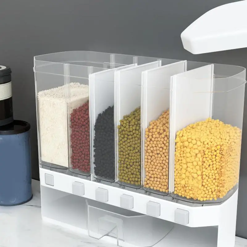 Multifunkčné domáce meranie compartmentalized ryža sudy ryža valce transparentné zásobníky na obilie a zrná