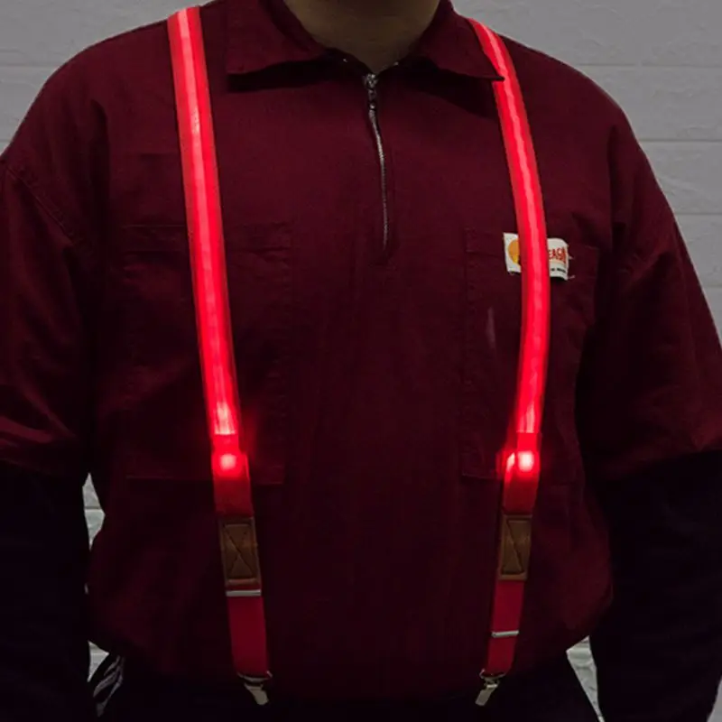 Muži Unisex LED Pásy Svetla Až Podväzkové Y-Tvar Candy Farby Nastaviteľné Nohavice Beží na Koni Traky Silný Klip Party Dodávky