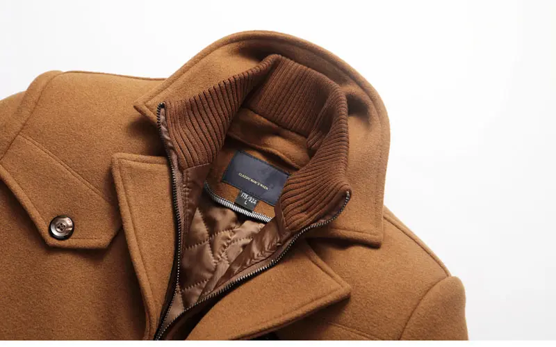 Mwxsd značky zimné pánske Vlny kabát mužov teplé vlny bunda a kabát muž teplé plus hrubý kabát, kabát pre -30