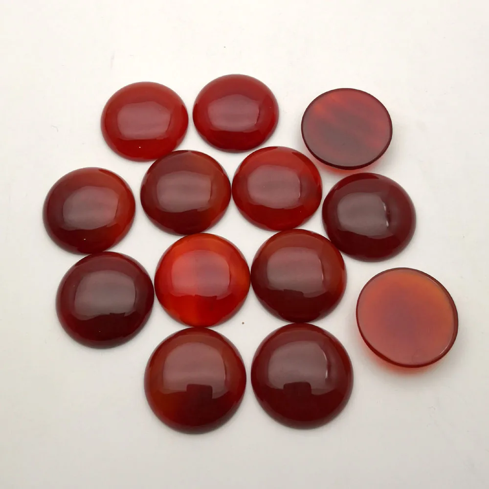 Móda 12Pcs/veľa červenej agates prírodného kameňa kolo čaro 25 mm cabochon korálky pre šperky kvalitné Krúžok príslušenstvo veľkoobchod