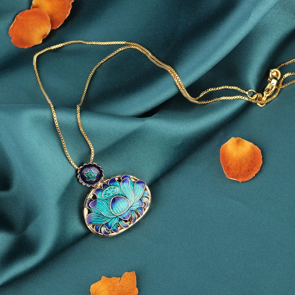 Móda etnických Kvet cloisonne náhrdelník vintage šperky,Jemná smalt prívesky, Náhrdelníky,šperky pre ženy
